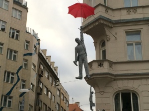 Umbrella people in New Town
